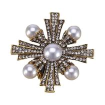 Broche de Strass e Pérolas Barrocas Luxuoso para Vestido de Festa e Casamento