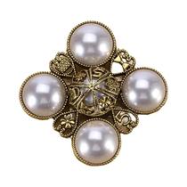Broche de Strass e Pérolas Barrocas Luxuoso para Vestido de Festa e Casamento