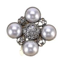 Broche de Strass e Pérolas Barrocas Luxuoso para Vestido de Festa e Casamento