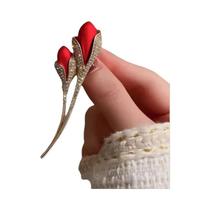 Broche de Tulipa Vermelha - Acessório Elegante para Vestidos e Terno