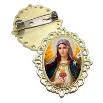 Broche Dourado Coração de Maria Terno Noivo lapela Qualidade Resinado Alto Padrão Casamentos Broche Dourado Coração de Maria Terno Noivo lapela Qualidade Resinado Alto Padrão Casamentos
