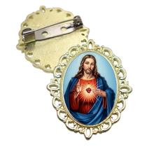 Broche Dourado Coração Sagrado de Jesus Terno Noivo lapela Qualidade Resinado Alto Padrão Casamentos Broche Dourado Coração Sagrado de Jesus Terno Noivo lapela Qualidade Resinado Alto Padrão Casamentos