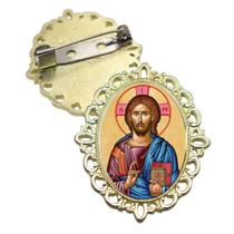 Broche Dourado Jesus Salvador Terno Noivo lapela Qualidade Resinado Alto Padrão Casamentos Broche Dourado Jesus Salvador Terno Noivo lapela Qualidade Resinado Alto Padrão Casamentos