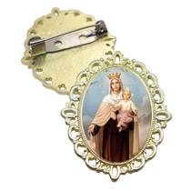 Broche Dourado Nossa Senhora do Carmo Terno Noivo lapela Qualidade Resinado Alto Padrão Casamentos