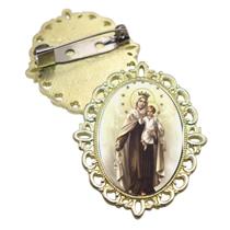 Broche Dourado Nossa Senhora do Carmo Terno Noivo lapela Qualidade Resinado Alto Padrão Casamentos