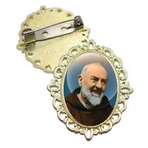 Broche Dourado Padre Pio Terno Noivo lapela Qualidade Resinado Alto Padrão Casamentos