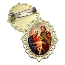 Broche Dourado Sagrada Familia Terno Noivo lapela Qualidade Resinado Alto Padrão Casamentos