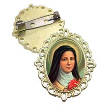 Broche Dourado Santa Teresinha Terno Noivo lapela Qualidade Resinado Alto Padrão Casamentos Broche Dourado Santa Teresinha Terno Noivo lapela Qualidade Resinado Alto Padrão Casamentos