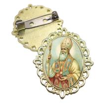 Broche Dourado Santo Agostinho Terno Noivo lapela Qualidade Resinado Alto Padrão Casamentos