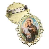 Broche Dourado Santo Antonio Terno Noivo lapela Qualidade Resinado Alto Padrão Casamentos