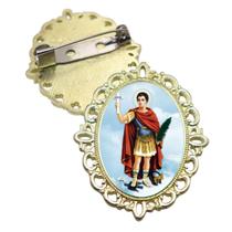 Broche Dourado Santo Expedito Terno Noivo lapela Qualidade Resinado Alto Padrão Casamentos