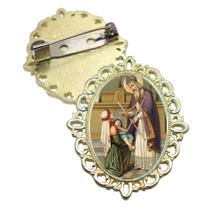 Broche Dourado São Bráz Terno Noivo lapela Qualidade Resinado Alto Padrão Casamentos