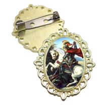 Broche Dourado São Jorge Terno Noivo lapela Qualidade Resinado Alto Padrão Casamentos Broche Dourado São Jorge Terno Noivo lapela Qualidade Resinado Alto Padrão Casamentos
