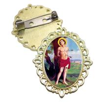 Broche Dourado São Sebastião Terno Noivo lapela Qualidade Resinado Alto Padrão Casamentos