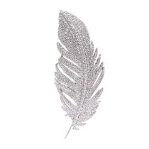 Broche Dtja Pena de Cristal com Strass 6,5x2,5 cm
