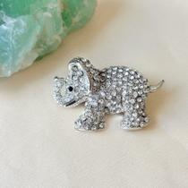 Broche Elefante Prateado com Pedras Broche Elefante Prateado com Pedras