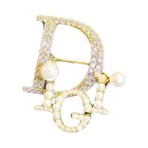 Broche Elegante Feminino Com Letra D E Pérola Para Casaco, Terno, Vestido E Acessórios De Joalheria
