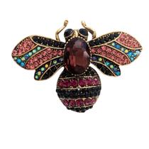 Broche Feminino Abelha Flor Insetos Zircônia Luxo