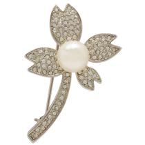 Broche Flor Strass e Pérola BRG8749