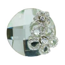 Broche Flor Strass Prata BRG26956