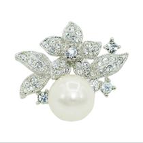Broche Flor Zircônia e Pérola BRG4883