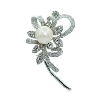 Broche Flor Zircônia e Pérola BRG9547