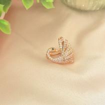 Broche Mini Cisne Dourado com Zircônias
