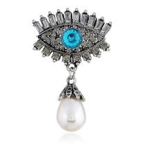 Broche Olho de Senhora com Diamantes e Pérolas - Corsage Incrustado