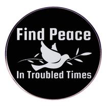 Broche Peace Dove, emblema redondo de liga preta, 3x3cm