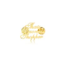 Broche Personalizável Nome Profissão Folheado Ouro Zircônia