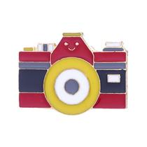 Broche Pin, câmera retrô, esmalte, estilo cartoon, alfinetes de blusa