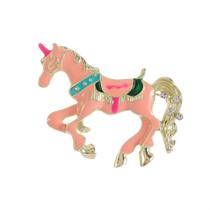 Broche Pin de esmalte vintage unicórnio cavalo rosa pônei