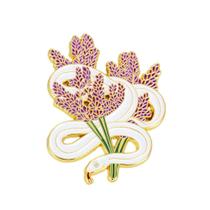 Broche Pin Lavender Snake com design floral roxo Broche Pin Lavender Snake com design floral roxo