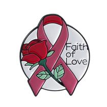 Broche Pin Rose Ribbon, crachá redondo de lapela esmaltado