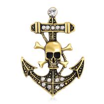 Broche Pin Vintage Anchor Skull Gothic Pirate Style Lapela