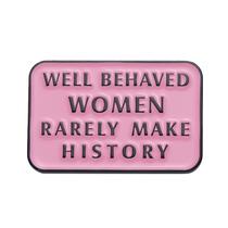 Broche Pin Women Empowerment Retangular em Liga Rosa de 6 cm