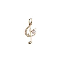 Broche Pins Creative Music Note com detalhes em pérola e strass Broche Pins Creative Music Note com detalhes em pérola e strass