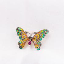 Broche Prata Borboleta Esmalte Resina