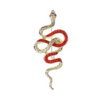 Broche Red Snake com incrustação de cristal em liga dourada Broche Red Snake com incrustação de cristal em liga dourada