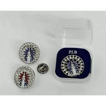 Broche Redondo Nossa Senhora Aparecida Com Pedras + Caixinha Broche Redondo Nossa Senhora Aparecida Com Pedras + Caixinha