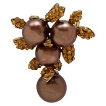 Broche Strass e Pérola Flor BRG0061