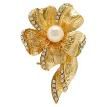 Broche Strass e Pérola Flor BRG0062