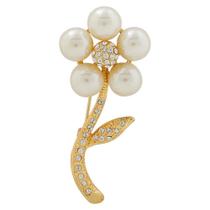 Broche Strass e Pérola Flor BRG0064