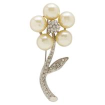 Broche Strass e Pérola Flor BRG0064