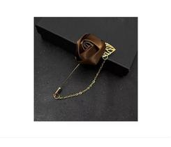Broche Tecido Terno Casamento Marrom 9 cm