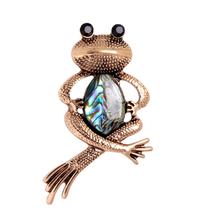 Broche Vintage Frog com concha de abalone em liga de 2,8 x 5,8 cm Broche Vintage Frog com concha de abalone em liga de 2,8 x 5,8 cm