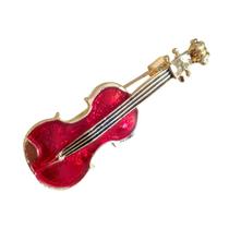 Broche Violino Esmaltado com Base Dourada - Broche Violino Esmaltado com Base Dourada -