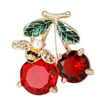 Broches De Cereja Com Strass Unissex Para Mulheres, Pins De Frutas Em Esmalte, Acessórios De Joias
