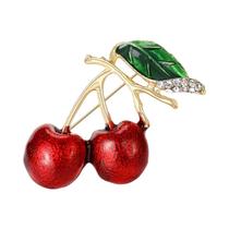 Broches De Cereja Com Strass Unissex Para Mulheres, Pins De Frutas Em Esmalte, Acessórios De Joias