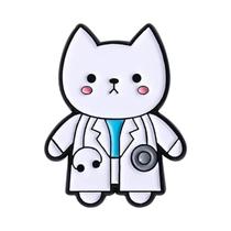 Broches De Esmalte De Desenho Animado Divertido Com Tema De Animal Médico, Estetoscópio De Gato,